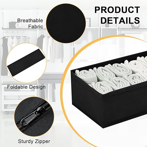 DIMJ Lot de 12 Boites de Rangement de Non-tissé, Organiseurs de tiroir Pliable et Respirant, Rangement Tiroir Ideal pour Soutiens-Gorge, Sous-Vêtements, Gris Classique - Nail Gallerys
