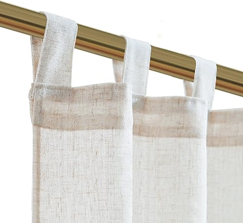 TOPICK Rideau Cuisine Lin Translucide Rideau Court à Pattes Ecru Petit Rideau Intérieur Moderne pour Salon Placard Chambre Fenetre Décoration 2 Pièces 65x90cm - Nail Gallerys