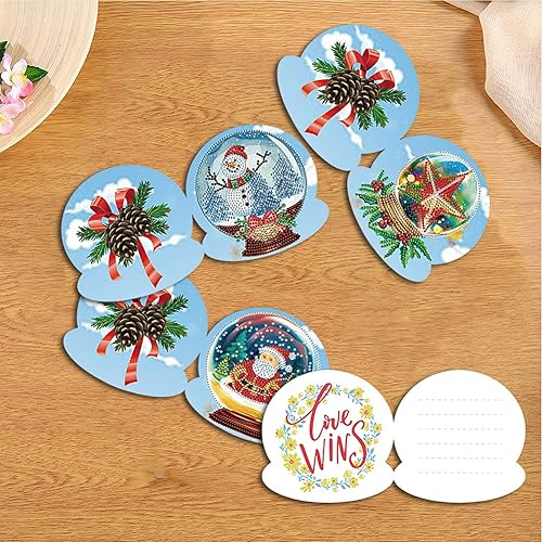 Starnearby Cartes de Voeux Diamond Painting Bricolage Partiel Spéciaux Peinture Diamant Carte de Voeux en Forme de Boule à Neige de Noël Boule de Cristal du Père Noël Carte de Nouvel An Cadeau - Nail Gallerys