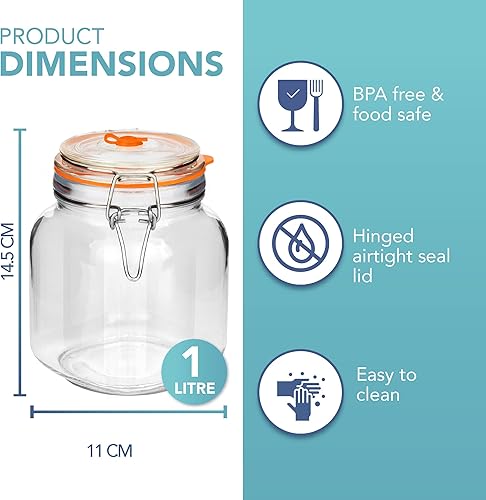 HEFTMAN Lot de 2 bocaux de fermentation avec sas – 1 L – Idéal pour une fermentation sûre – Couvercles en silicone et poids de fermentation - Nail Gallerys