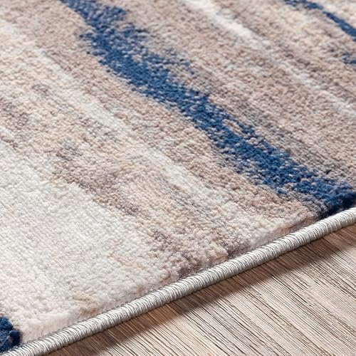 Livabliss Bruges Tapis Moderne Abstrait - Tapis Salon, Salle à Manger, Chambre Adulte et Ado, Cuisine - Design Marbre Moucheté Multicolore, Poil Ras Doux 120x170 cm - Gris, Bleu, Blanc Cassé - Nail Gallerys