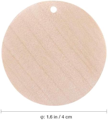 ysister 100 pièces Bois tranches de disques avec Trou pour DIY Art Artisanat Projet, Naturel Rond Puce De Bois Cercles Tags Tranches Disques, prêt à Peindre, étiqueter, décorer et colorier (4cm) - Nail Gallerys