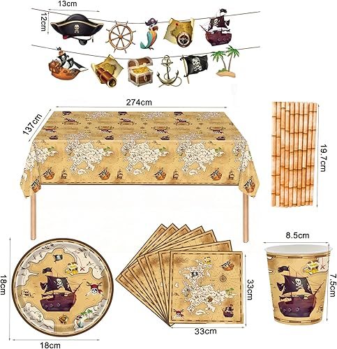 Vaisselle Pirate,Vaisselle Carton Pirate,Vaisselle Pirate Anniversaire,Kit de Pirate Vaisselle D'anniversaire,Vaisselle Pirate Anniversaire Garcon,Nappe Assiette Tasse Serviette Papier. - Nail Gallerys