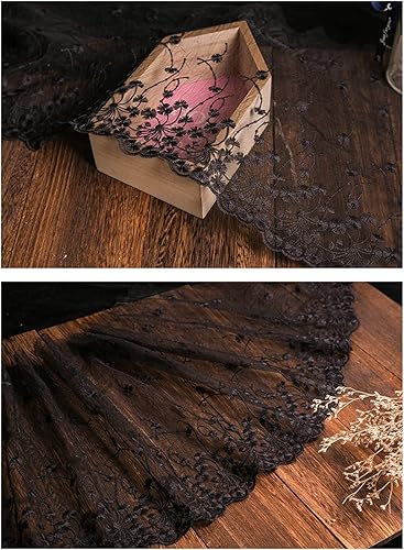 Bordure en Dentelle brodée Vintage Bordure en Dentelle Ruban décoratif en Dentelle pour Couture,voiles de mariée,Jupons de mariée,Robes de Mariage,décoration de Mariage 32 cm de Large Noir - Nail Gallerys