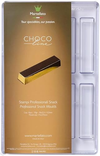 Martellato Moule à chocolat en polycarbonate, rectangle/demi-rond Rectangle 96mm transparent - Nail Gallerys