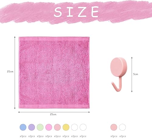 8 gants de toilette en flanelle, avec 2 crochets, gant de toilette pour bébé, gant de toilette super doux, chiffon en fibre de bambou,chiffon de nettoyage réutilisable pour le visage (10 x 10 pouces) - Nail Gallerys