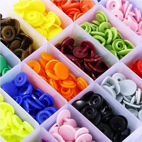 Gasea 408PCS 24 Couleurs Boutons-Pression en Résine T5 Plastique Snaps Bouton kit de Boutons Pour Couture Vêtements Artisanat Bricolage Outil - Nail Gallerys
