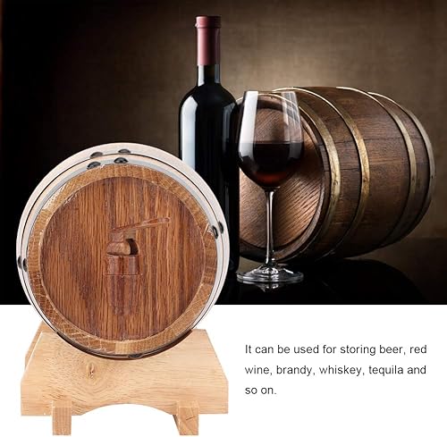 Baril de bière en bois, baril de vieillissement en chêne, 1L Mini baril de vin de ménage portable baril de whisky baril de bière baril de bile(avec cerceau noir 1L) - Nail Gallerys