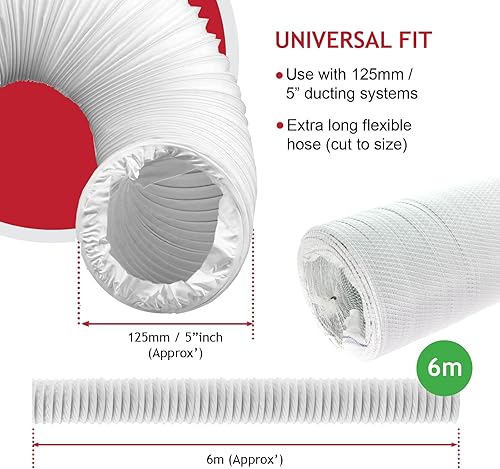 SPARES2GO Kit d’extension pour tuyau en PVC pour climatiseur (6 m, 12,5 cm) - Nail Gallerys