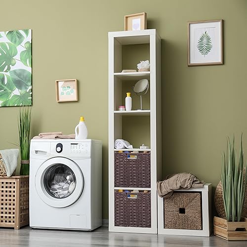 Relaxdays Panier Rangement, Lot de 4, Superbe Design, pour Vos vêtements, H x L x P : 31 x 32 x 30 cm, Marron - Nail Gallerys