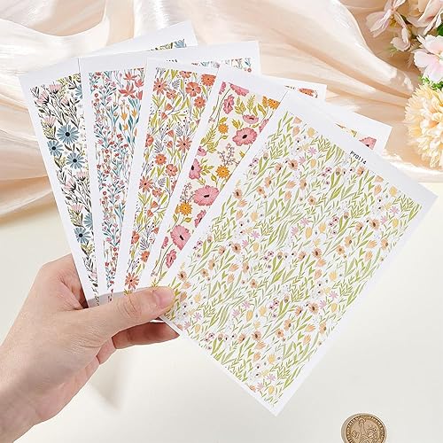 UNICRAFTALE 5 pièce 5 styles Feuille de Transfert en Argile Polymère à Motif de Fleurs Sauvages Papier de Transfert Vintage pour la Fabrication de Bijoux Boucles D'Oreilles et Accessoires - Nail Gallerys