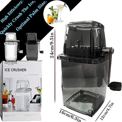 RRMMAN Broyeur à glace manuel rotatif pour cocktails, glaçons, smoothies, broyeur à glace, 1,25 l, chromé (gris) - Nail Gallerys