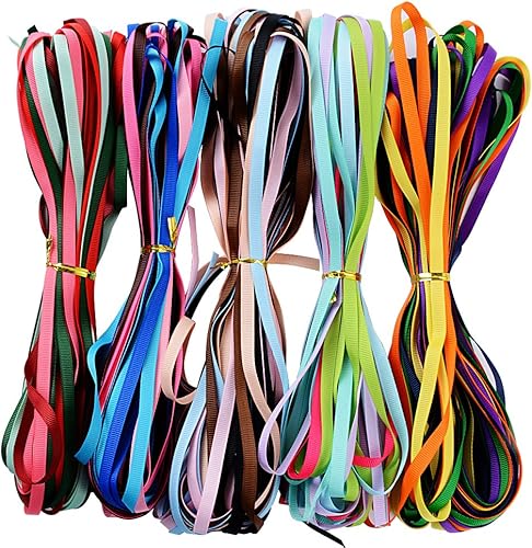 BUONDAC Lot de 6mm / 9mm / 22mm / 25mm Ruban Gros-Grain Décoratif Polyester Ruban Biais Multicouleur Décoration Loisirs Créatif Mariage Artisanat DIY (17/24 / 25 Couleur) - Nail Gallerys