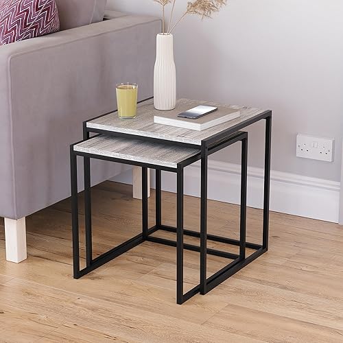 Vida Designs Brooklyn gigognes, Gris, Nest of 2 Tables - Nail Gallerys
