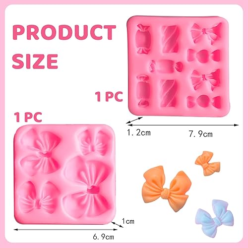 NATOSU Lot de 2 moules à bonbons en forme de nœud - Moule à chocolat rose - Mini moule en silicone - Moule à cake pop - Outils de décoration de gâteau pour travaux manuels - Pour travaux manuels et - Nail Gallerys