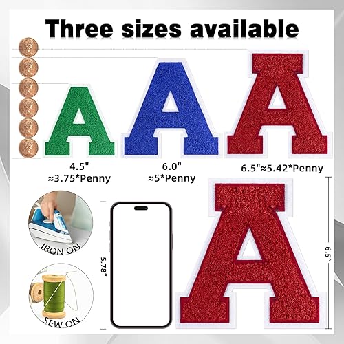 QianSiLi Écussons brodés thermocollants en chenille de 16,5 cm pour vêtements, veste, sweat à capuche, université (blanc, F) - Nail Gallerys