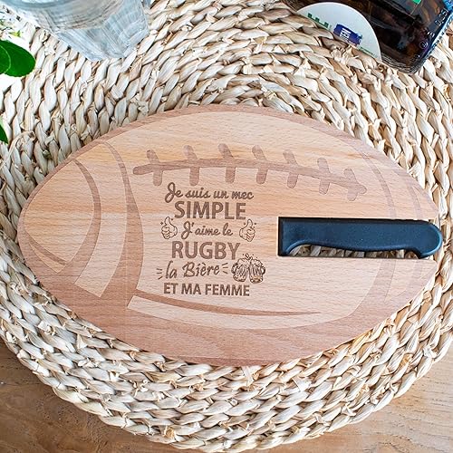 ERNESTINE - Planche apéro Rugby - Cadeau papa cadeau papi - Cadeau fête des pères - idée cadeau homme - planche apéro personnalisée - rugby apéro - cadeau rugby - planche à découper rugby - Nail Gallerys