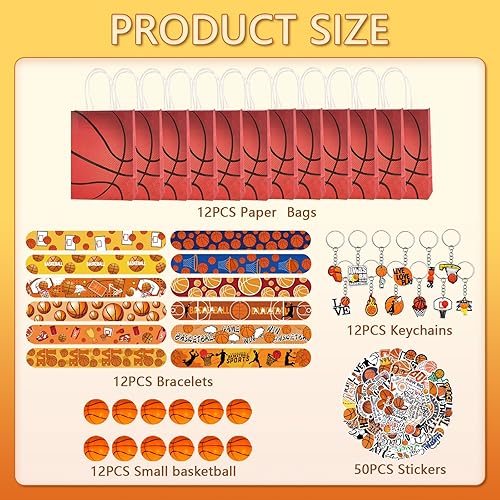 Eymobad Lot de 98 cadeaux de fête de basket-ball, bracelets, sacs en papier, porte-clés, mini autocollants de ballons de stress, accessoires de fête de sport, pour enfants, fans de basket-ball - Nail Gallerys