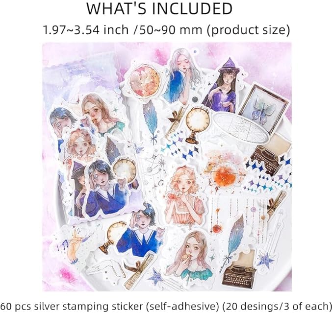 ZXMNBH Lot de 60 autocollants bronzants pour scrapbooking, joli petit prince, papier esthétique, agenda, agenda, journal, fournitures décoratives - Nail Gallerys