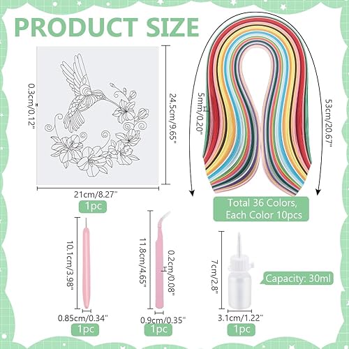 PH PandaHall Kit de Quilling en Papier Outil de Quilling de Fleurs et de Colibris Fournisseur de Bandes de Papier Modèle de Quilling Planche Modèles de Quilling pour L'Artisanat pour Débutants - Nail Gallerys