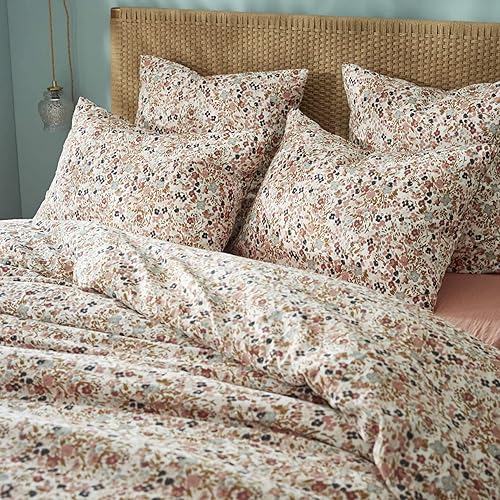 Parure de lit Gaze de Coton imprimé Floral 260x240 Rose - Nail Gallerys
