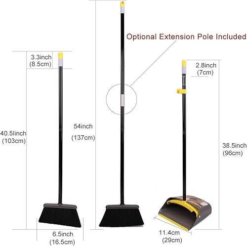TreeLen Balai et Pelle 40.5/54 inch Extensible Pelle et Balayette Long Manche Pour la Maison la Cuisine le Bureau le Hall - Nail Gallerys