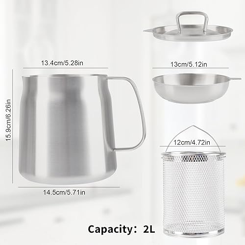 Pot De Filtre à Huile, 2L récipient d’huile en acier inoxydable stockage de graisse en pot avec couvercle Friteuse RéCipient Graisse Passoire Et Filtre à Mailles Fines Filtre à Huile Domestique - Nail Gallerys