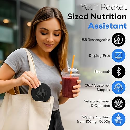 MACROSCALE Balance alimentaire portable, rechargeable, format de poche, suivi des calories, nutrition, cholestérol, micros, macros pour perte de poids, santé, diabète, préparation des repas, régime - Nail Gallerys