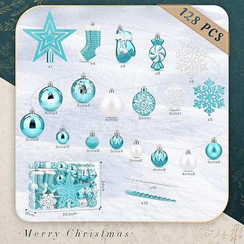 SOLEDI Lot de 128 Boule de Noel - Decoration Noel Sapin - Boules de Noël en Plastique Incassable - pour Decoration Noel Extérieur ou Intérieure - Décorer Sapin de Noël - Deco Noel (Or et Blanc) - Nail Gallerys