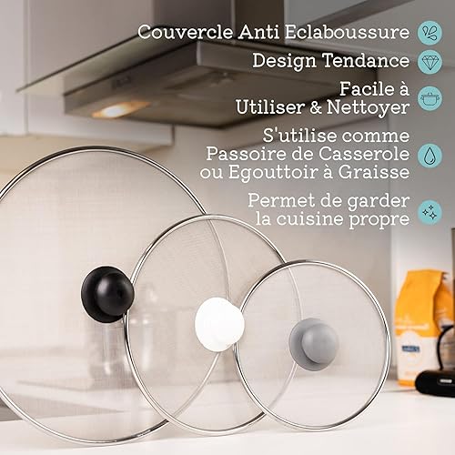 3 Pièces Couvercle Anti Projection Grille Anti-Éclaboussures Poêle | Set de 3 Écrans de Friture en Acier Inoxydable | Maille évite Les brûlures | 20cm-25-32cm - Nail Gallerys