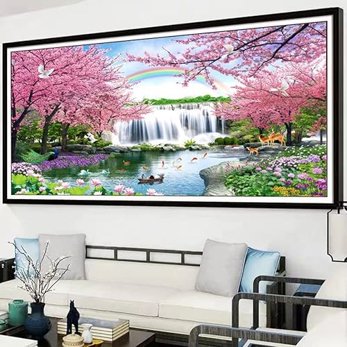 Instarry DIY 5D Broderie Diamant Kit Complet Grand Format Cascade de Paysages Naturels Accessoires de Décoration Intérieure 100x40 cm - Nail Gallerys
