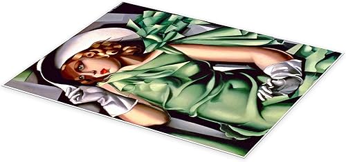 Jeune fille aux gants Poster de Tamara de Lempicka 50 x 70 cm Vert Tableaux Décoration murale - Nail Gallerys