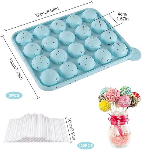 Moule à cake pop, en silicone, avec 100 bâtonnets à cake pop, 20 sucettes rondes, en silicone, pour bonbons, cupcakes, gelée, violet - Nail Gallerys