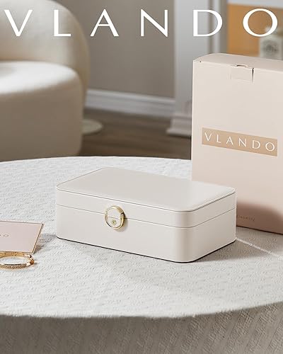 Vlando Boîte à bijoux pour filles et femmes - Double couche - Avec 2 coussins de montre - Boîte à bijoux verrouillable - Boîte à bijoux pour bagues, boucles d'oreilles, bracelets, colliers - Rose - Nail Gallerys