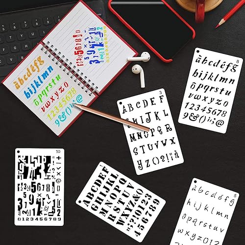 Lot de 24 pochoirs de lettres de l'alphabet pour travaux manuels - 10,2 x 17,8 cm - Nail Gallerys