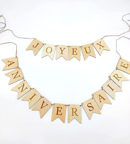 Bannière Joyeux Anniversaire en Bois – Décoration Écologique et Réutilisable avec Ficelle Incluse – Style Élégant et Naturel - Nail Gallerys