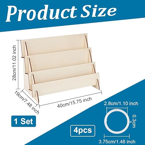 OLYCRAFT Présentoir en Bois à 3 Niveaux Présentoir d'autocollants en Bois Support d'Affichage Présentoir pour Cartes de vœux pour Cartes Autocollantes vitrine pour Bijoux - 40x19x28cm - Nail Gallerys