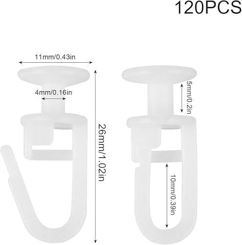 FRUHLING Lot de 120 crochets de rideaux pour rail de rideau - Pour rideau de fenêtre et rideau de douche - Nail Gallerys