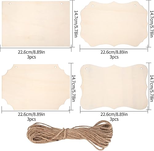 12 Pièces Panneaux en Bois à Suspendre, Panneau Vierge en Bois Rectangulaire Non Fini pour Pyrogravure, Peinture, écriture, Décoration de Maison Noël, Bricolage - Nail Gallerys