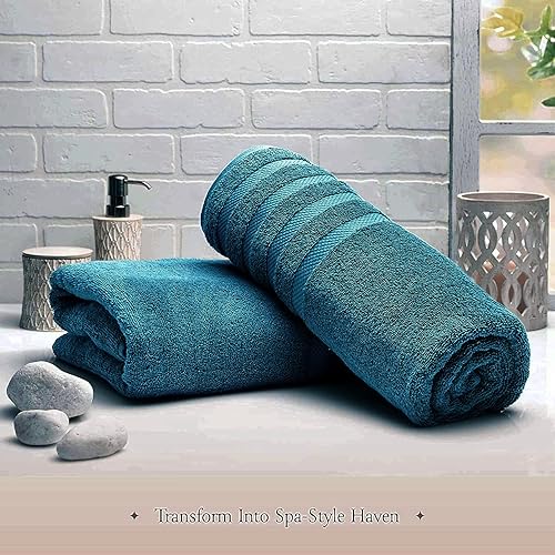 Lot de 2 draps de bain extra larges (100 x 200 cm, 600 g/m²) en pur coton égyptien pour salle de bain, plage, piscine (bleu lagon, coton) - Nail Gallerys