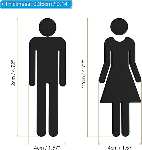 PATIKIL 4.7' Salle Bain Signe, 1 Paires Hommes Femmes Toilettes Panneau Auto-Adhésif Toilette Porte Ornement Autocollant pour Bureau Affaires, Noir - Nail Gallerys