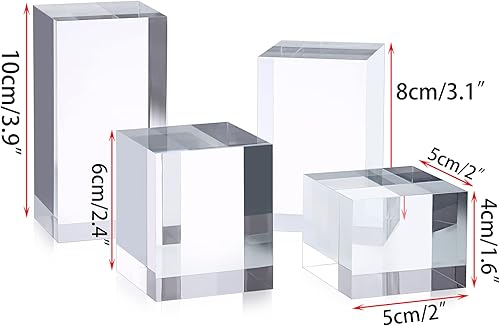 BTSKY Lot de 4 présentoirs cubiques en acrylique transparent et solide pour photos, collections de bijoux, figurines - Nail Gallerys