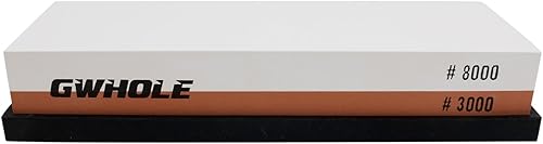 GWHOLE Pierre à Aiguiser, Pierre à Affûter Double Face Grain 3000/8000 avec Support Antidérapant en Silicone - Nail Gallerys