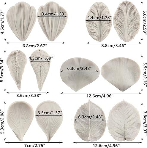 MYPRACS Lot de 6 Moules en Silicone pour Fleurs - Fondant Veiné, Pivoine, Pâte à Bonbons - Décoration de Gâteaux - Nail Gallerys