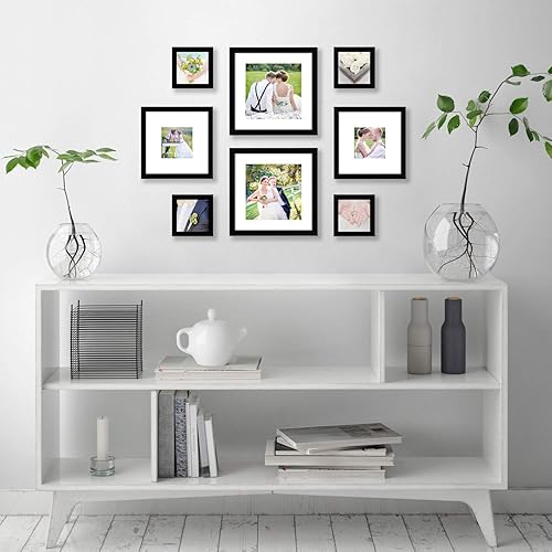 Americanflat Cadre Profond avec Vitre pour Objet 20x20 cm Noir - Pack de 2 - Cadre 3D avec Verre Antichoc, Bois MDF & Matériel de Suspension Inclus - pour Mur et Table - Nail Gallerys