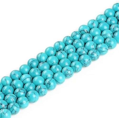 Perlin 1 fil de perles rondes turquoise de 8 mm en pierre semi-précieuse, pierres précieuses, pour le bricolage, la fabrication de colliers et de loisirs créatifs G42 - Nail Gallerys