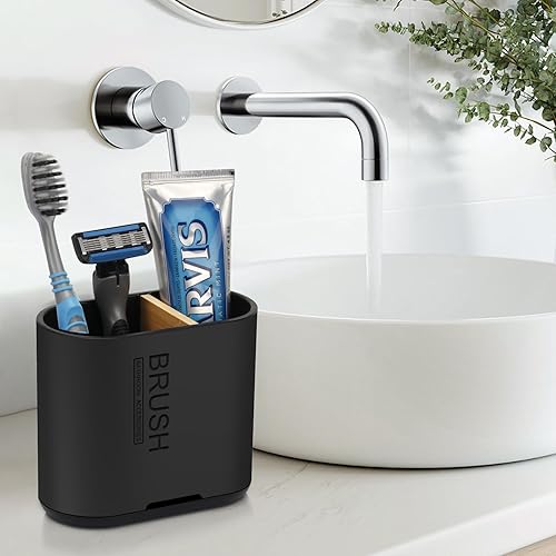 PARKMANI Porte Brosses à Dents, Support Brosse a Dent Electrique, Détachable pour la Porte Brosse à Dents Electrique avec Drainage pour la Famille, Les Enfants (Wood Grain) - Nail Gallerys