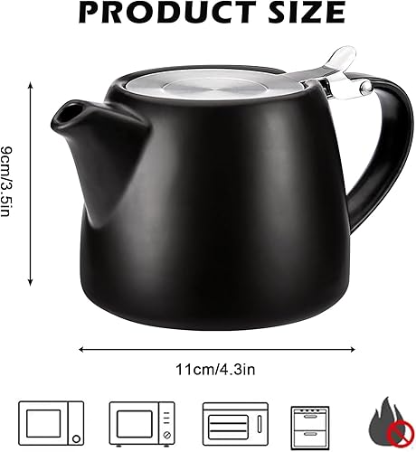 PORFOYO Théière avec infuseur en céramique 500 ml avec infuseur à thé amovible en acier inoxydable - Infuseur à thé en acier inoxydable - Infuseur à mailles fines - Porcelaine pour profiter plus - Nail Gallerys