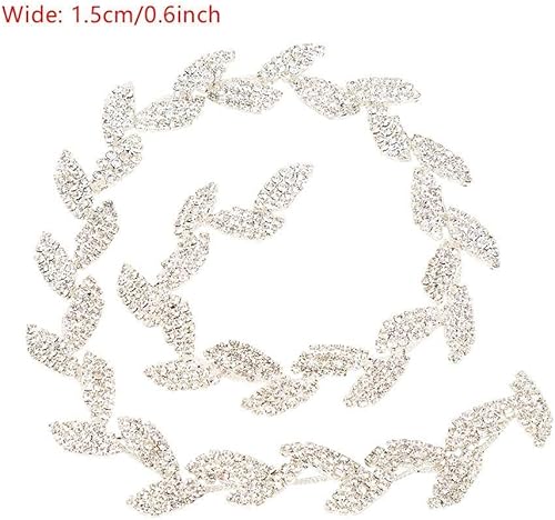 HEEPDD 1 Yard Trim, Arbre Feuille Forme élégante Cristal Clair Verre Appliques chaîne de mariée pour Robe de mariée Collier chapelleriePierres Fantaisie - Nail Gallerys