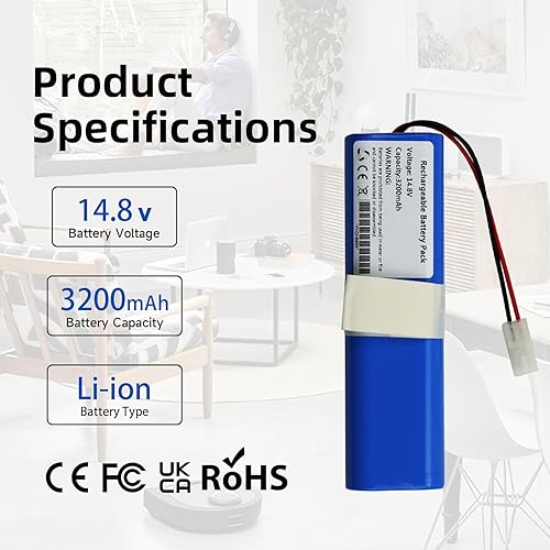 New Rechargeable Robot Aspirateur Batterie Compatible avec Qihoo 360 S6 360 S8 Rowenta X-Plorer Serie 75 X-Plorer Serie 75 S+ X-Plorer Serie 95 RR8567 RR8585 RR8587 Robot Vacuum Cleaner with Tools - Nail Gallerys